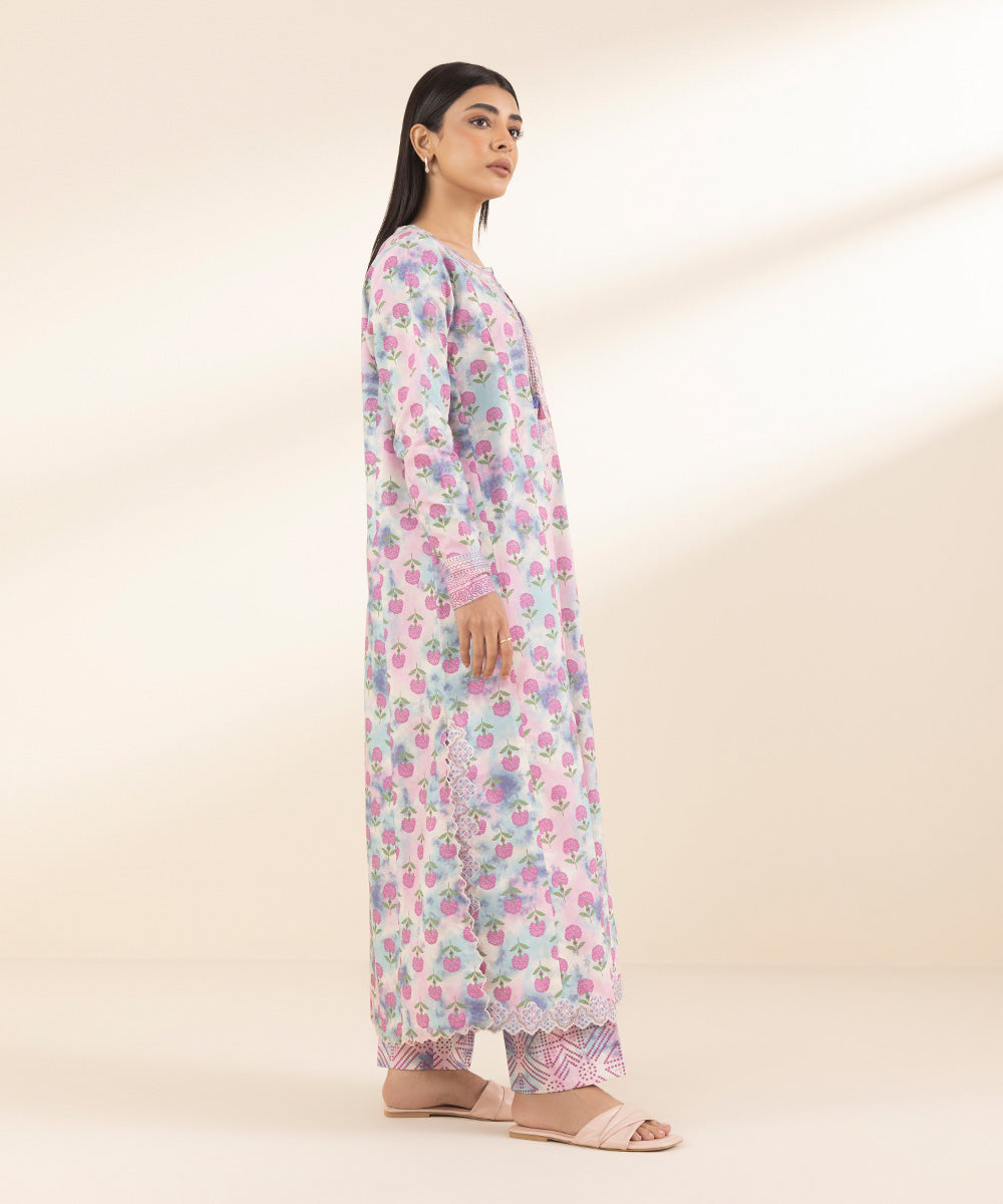 Unstitched Women's Embroidered Lawn Multi Shirt Trousers