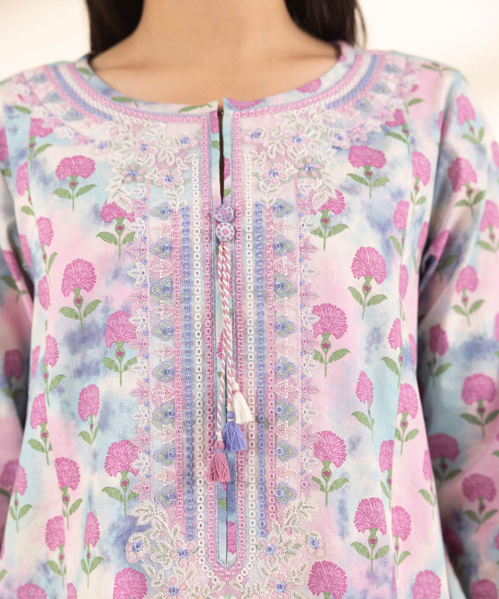 Unstitched Women's Embroidered Lawn Multi Shirt Trousers