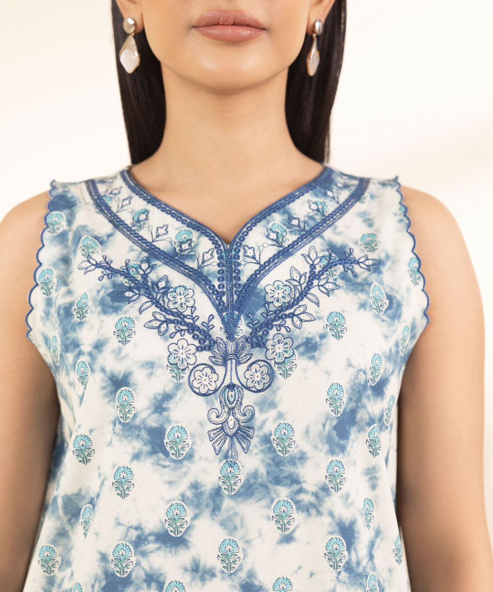 Unstitched Women's Embroidered Lawn Off White Shirt Trousers