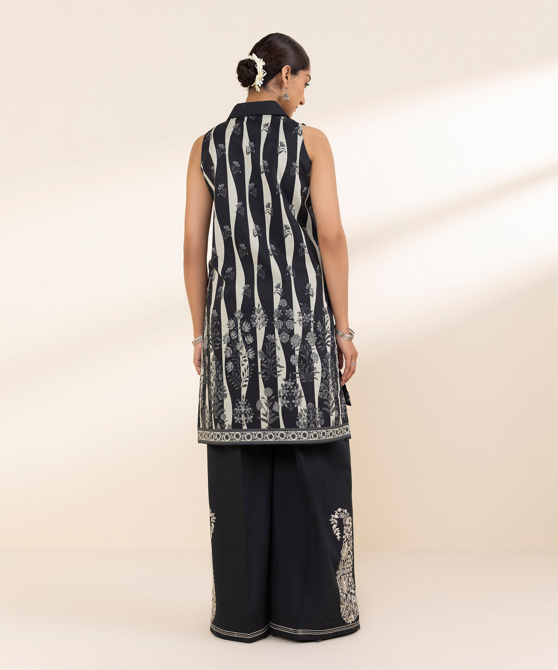 Women's Unstitched Lawn Embroidered Black 2 Piece Suit