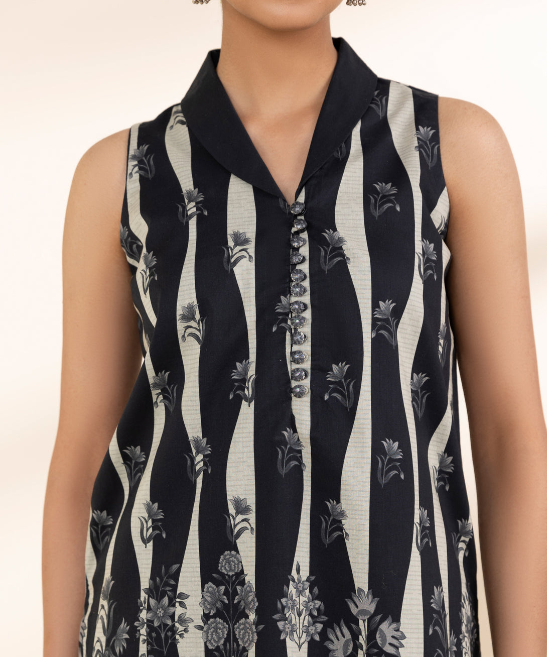 Women's Unstitched Lawn Embroidered Black 2 Piece Suit