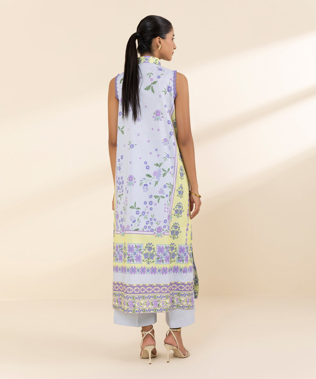 Women's Unstitched Lawn Embroidered Blue 2 Piece Suit