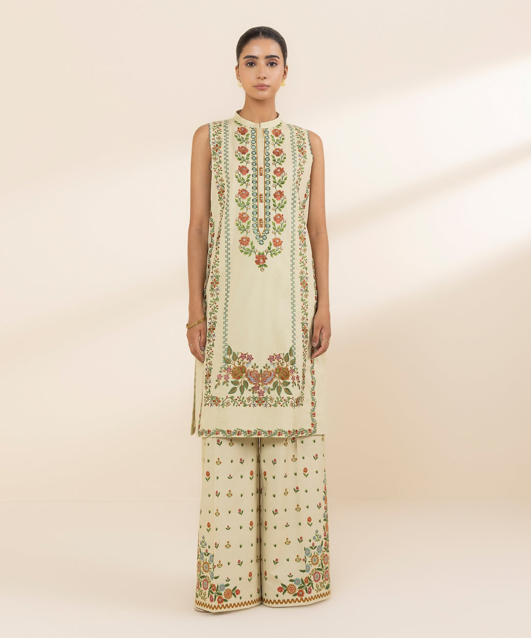 Women's Unstitched Lawn Embroidered Multi 2 Piece Suit