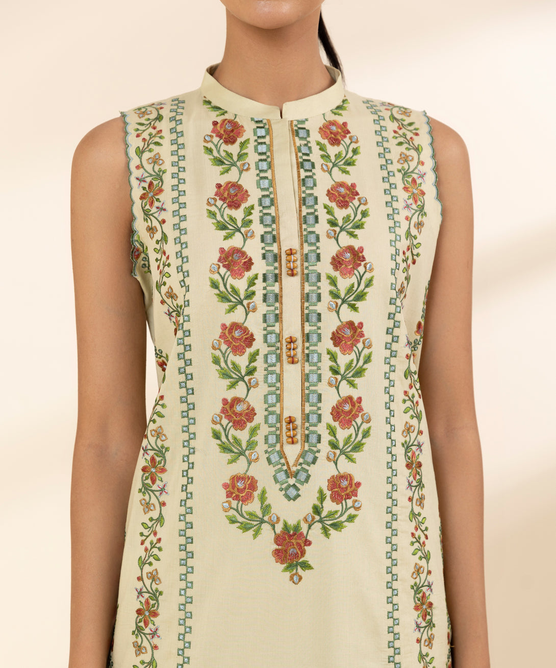 Women's Unstitched Lawn Embroidered Multi 2 Piece Suit