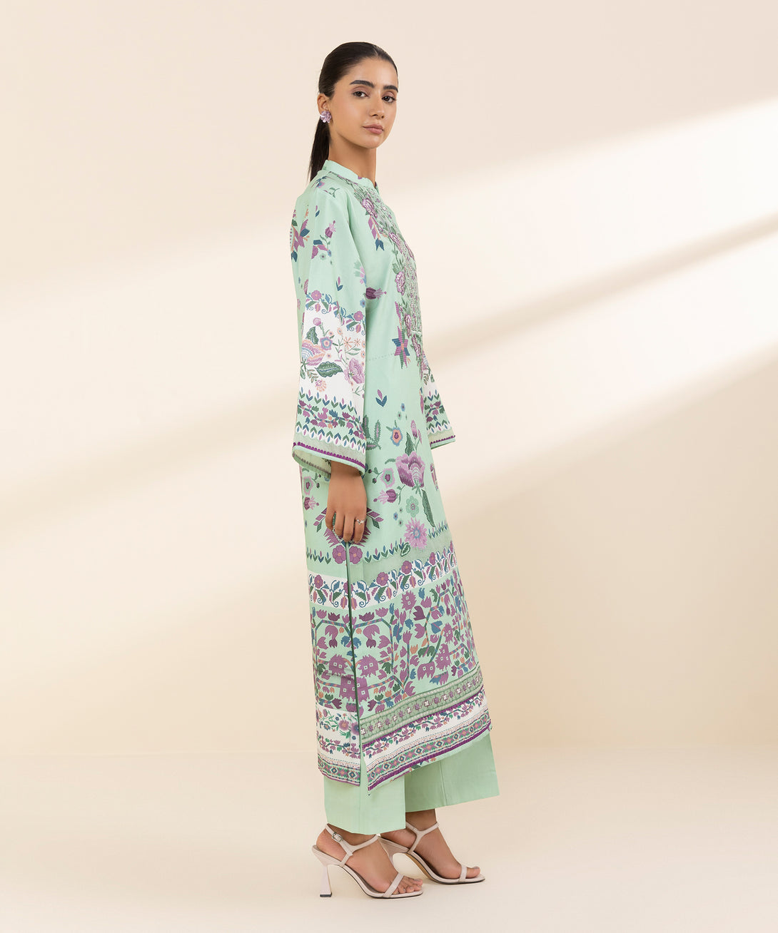Women's Unstitched Lawn Embroidered Blue 2 Piece Suit