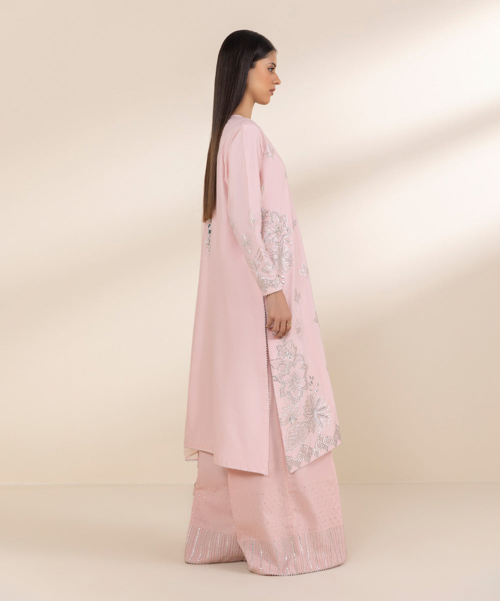 Unstitched Women's Pink Chambray 3 Piece Suit