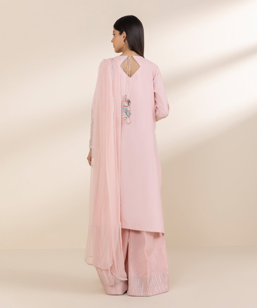 Unstitched Women's Pink Chambray 3 Piece Suit