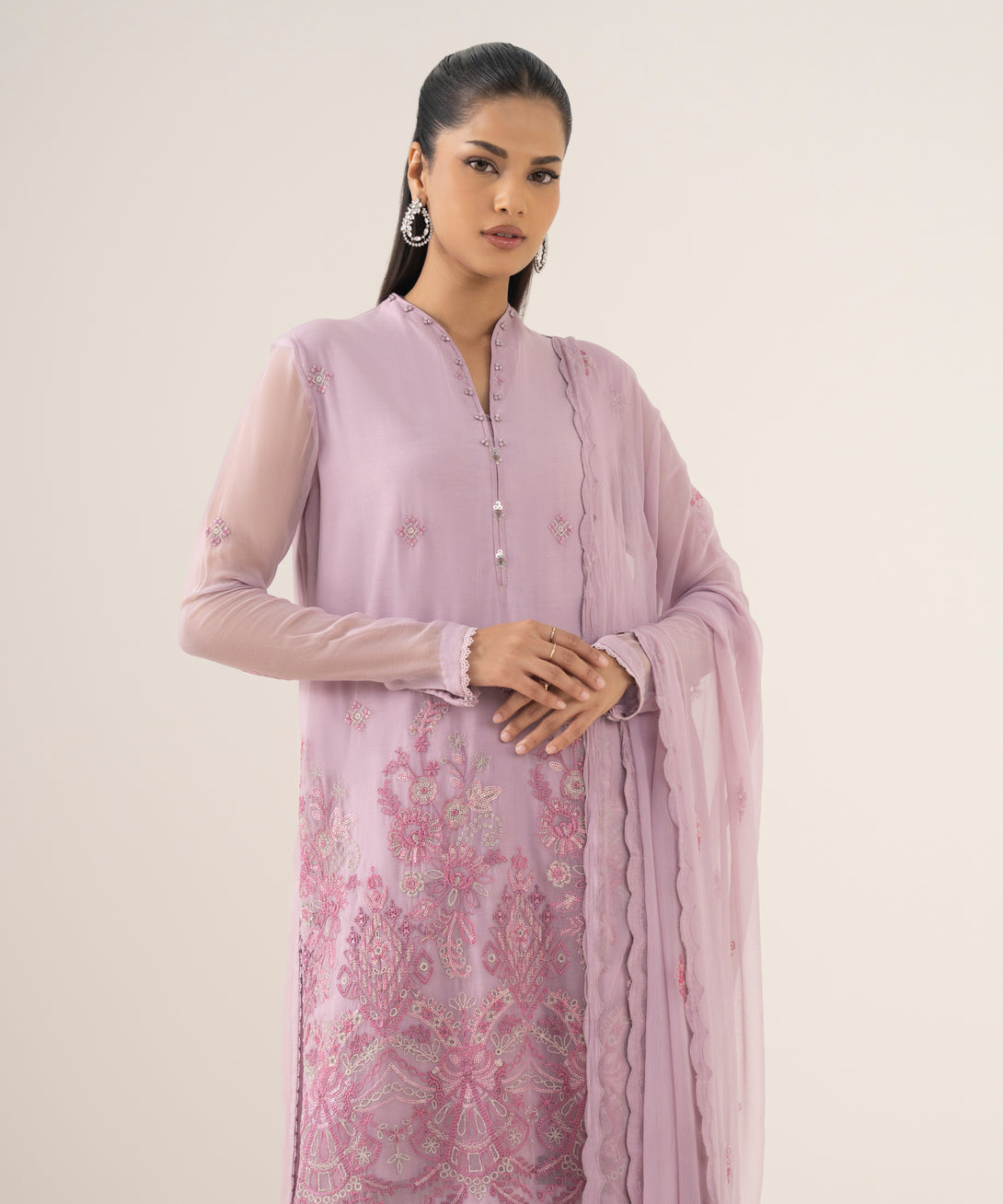 Women's Unstitched Blended Chiffon Dyed Three Piece Suit