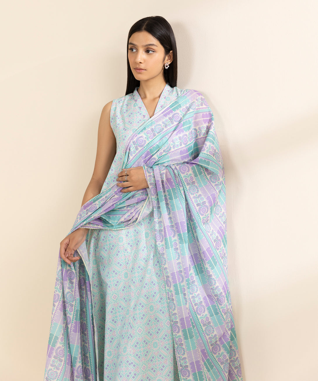 Women's Unstitched Lawn Printed Multi 3 Piece Suit