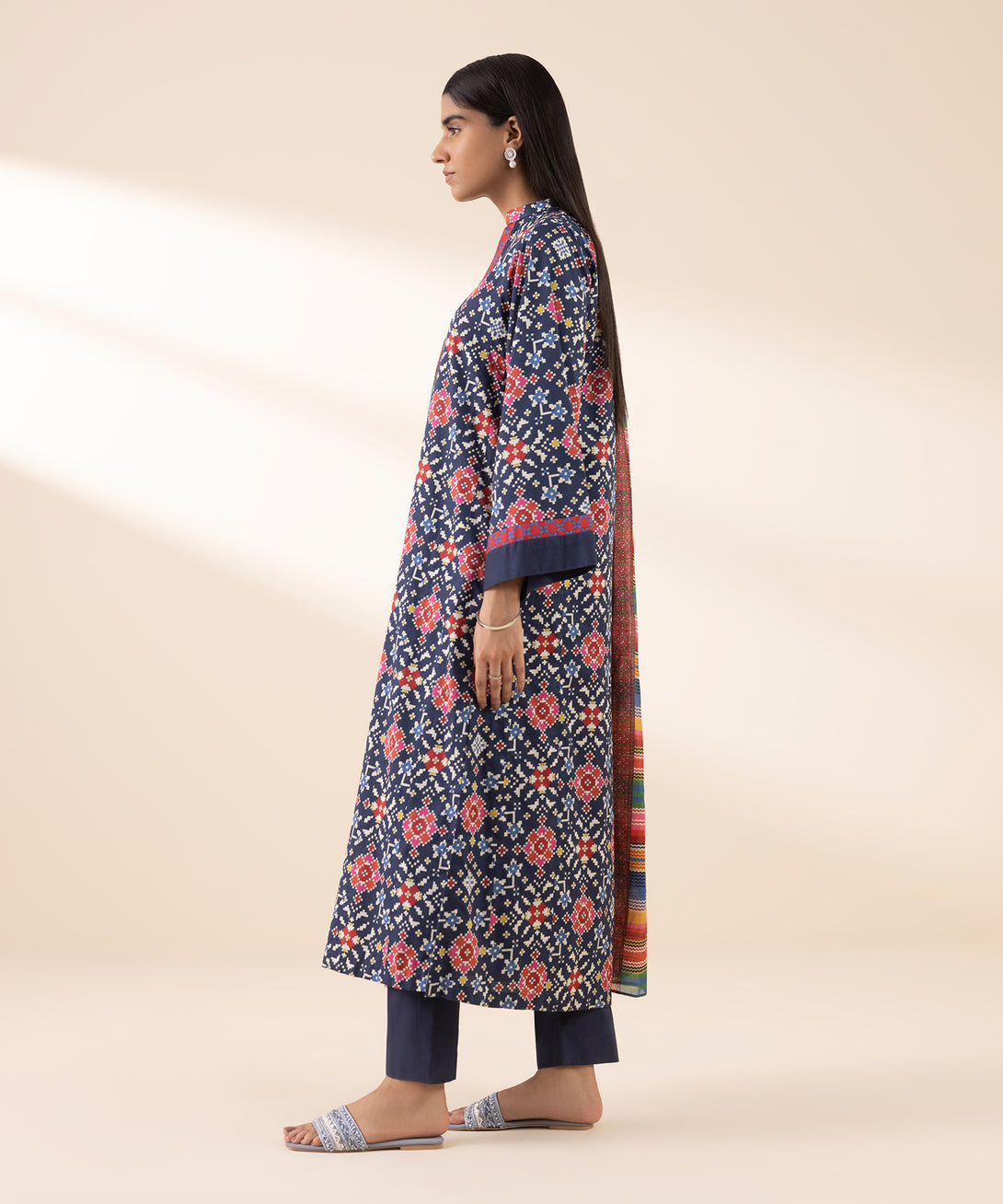 Women's Unstitched Lawn Printed Multi 3 Piece Suit