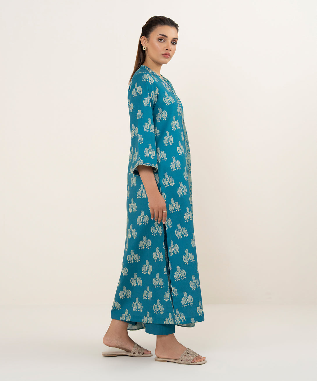 Women's Unstitched Cotton Printed Multi 3 Piece Suit