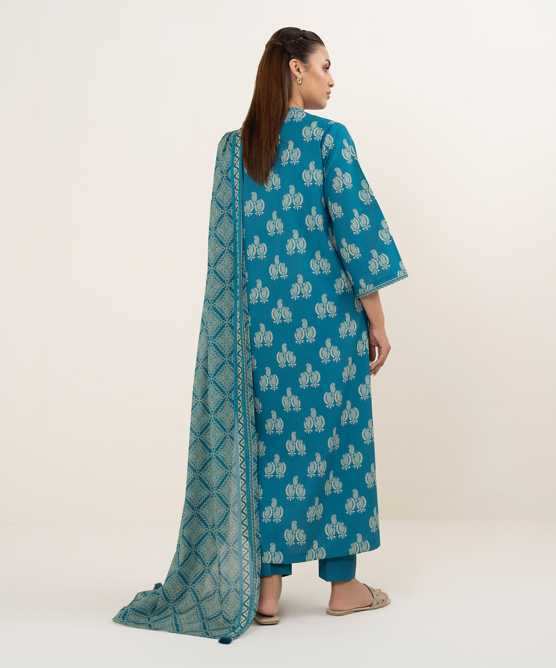 Women's Unstitched Cotton Printed Multi 3 Piece Suit