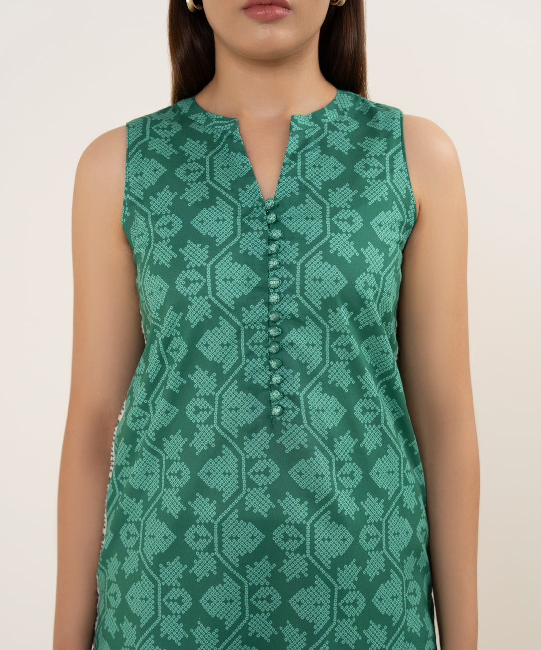 Women's Unstitched Lawn Printed Green 3 Piece Suit