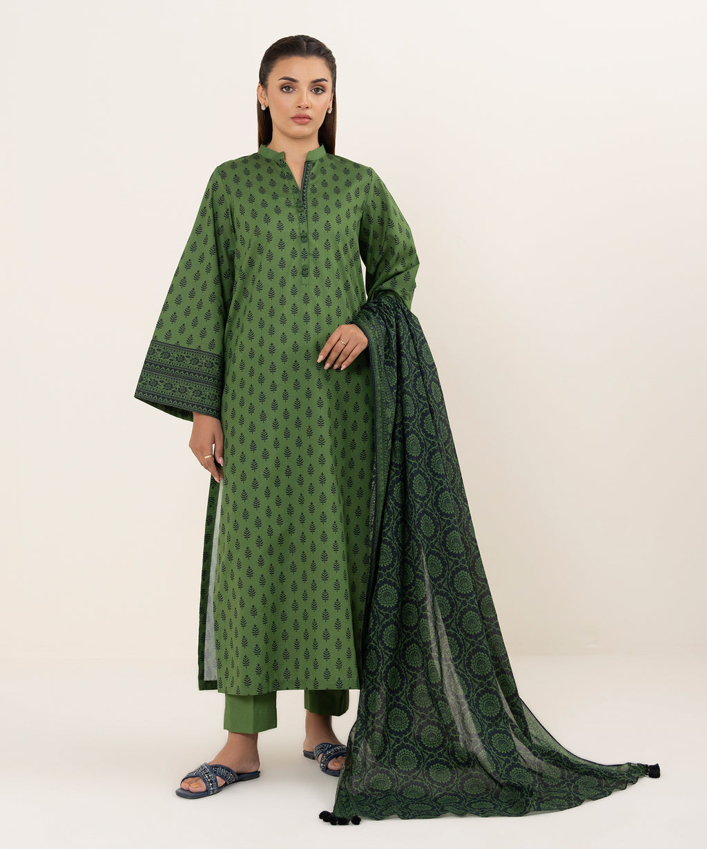 Women's Unstitched Lawn Printed Multi 3 Piece Suit