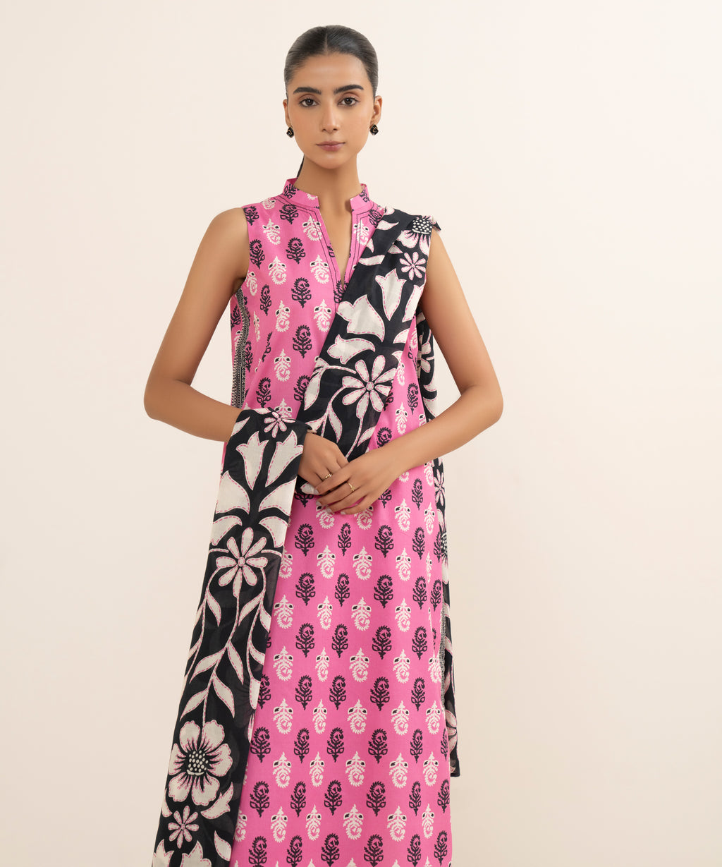 Women's Unstitched Lawn Printed Multi 3 Piece Suit