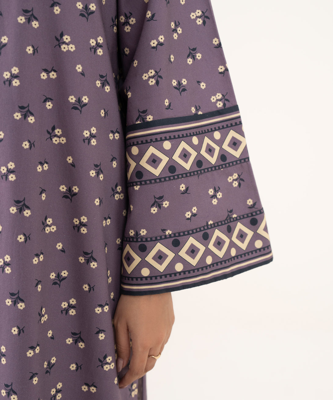 Women's Unstitched Cotton Printed Purple 3 Piece Suit