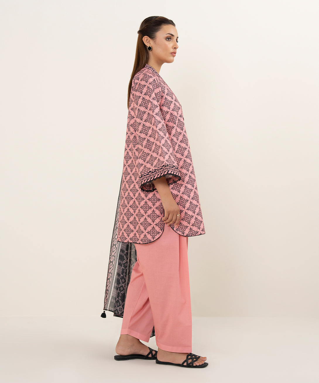 Women's Unstitched Cotton Printed Multi 3 Piece Suit