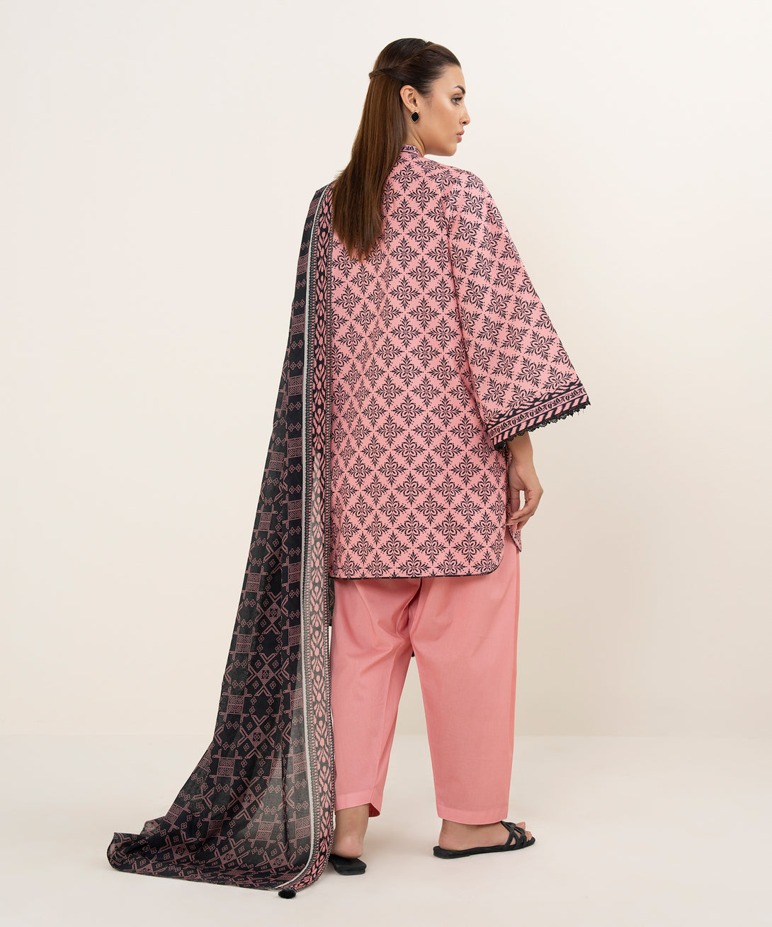 Women's Unstitched Cotton Printed Multi 3 Piece Suit