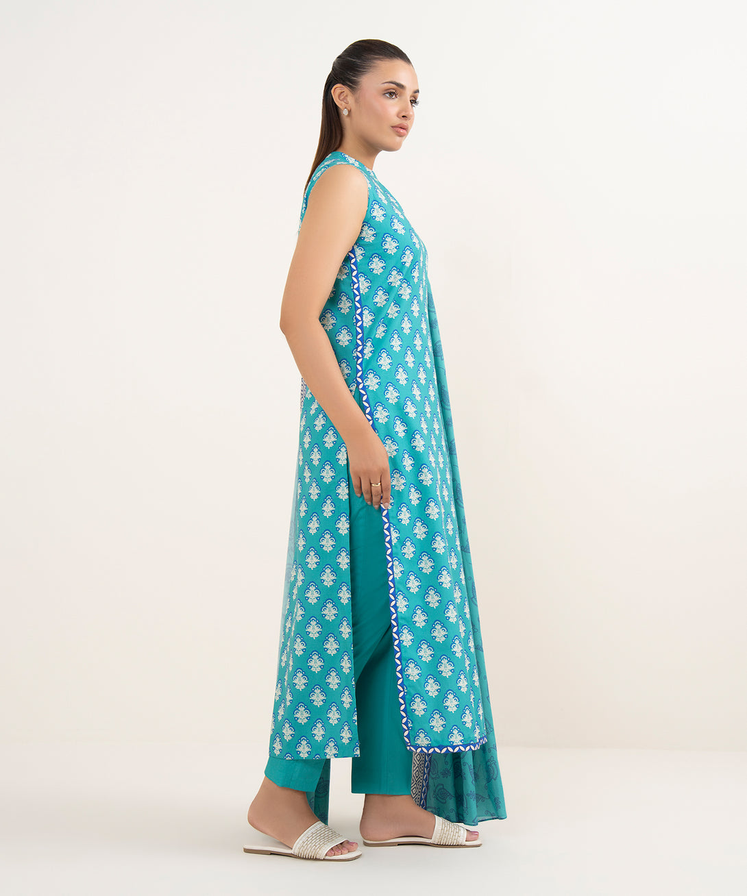 Women's Unstitched Cotton Printed Multi 3 Piece Suit