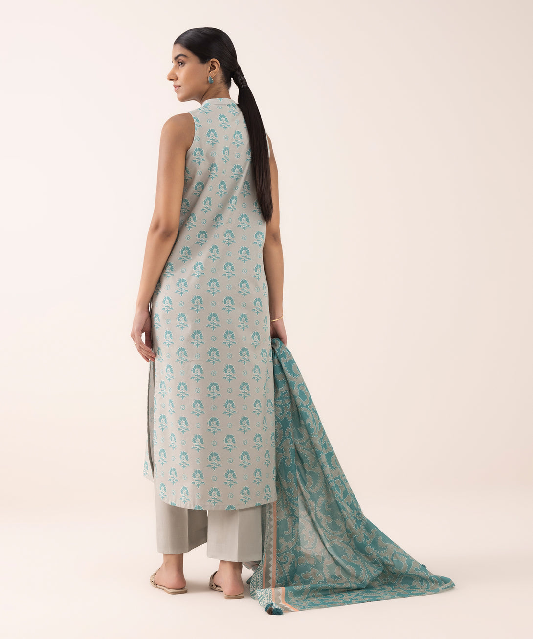 Women's Unstitched Cotton Printed Multi 3 Piece Suit