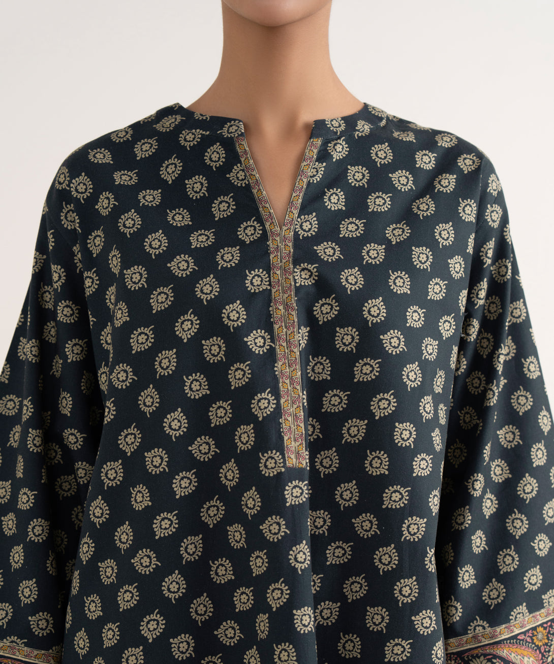 Women's Unstitched Cotton Printed Multi Three Piece Suit