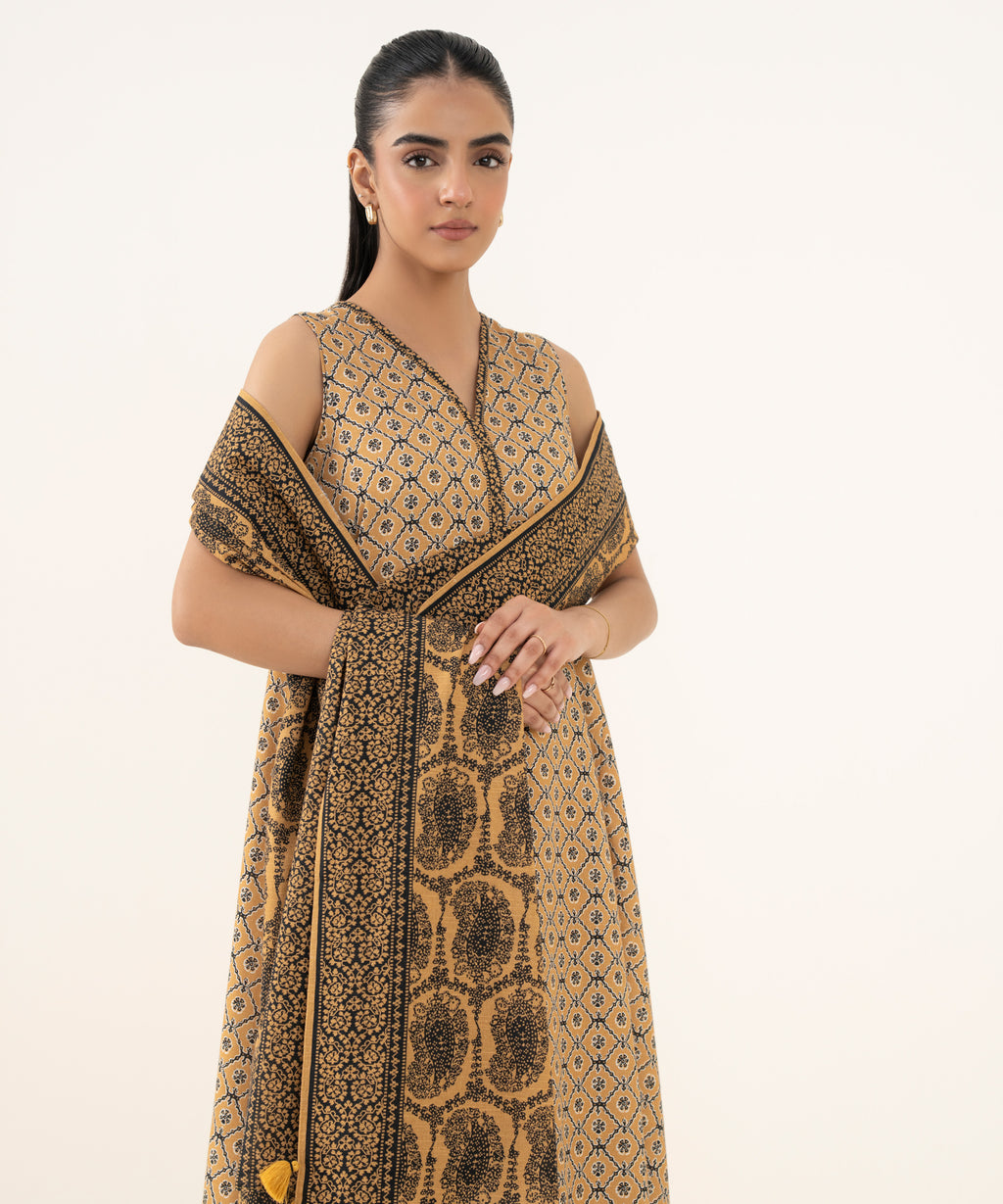 Women's Unstitched Light Khaddar Printed Multi Three Piece Suit