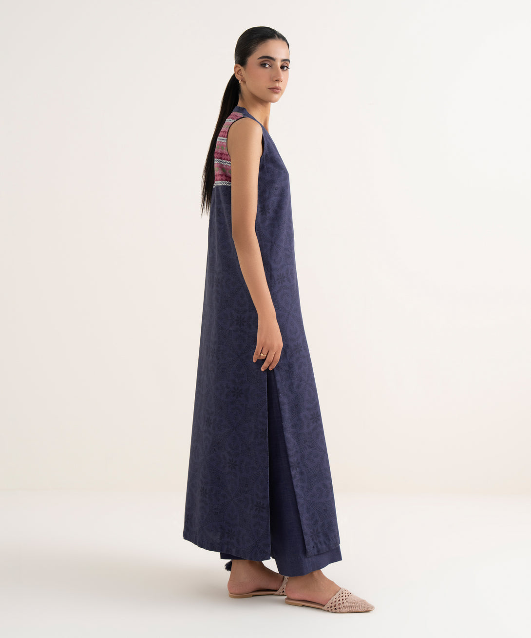 Women's Unstitched Light Khaddar Printed Blue Three Piece Suit