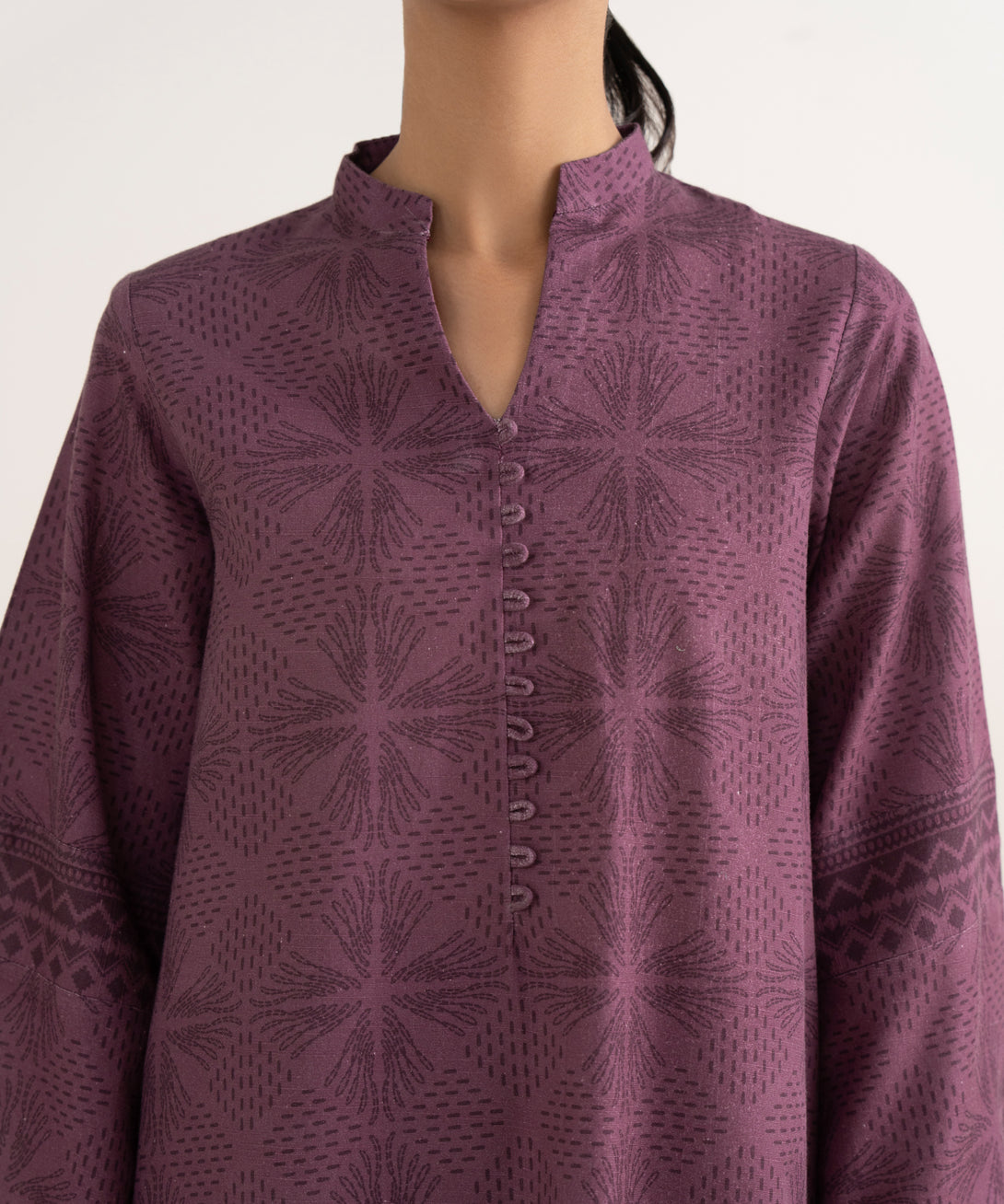 Women's Unstitched Light Khaddar Printed Purple Three Piece Suit