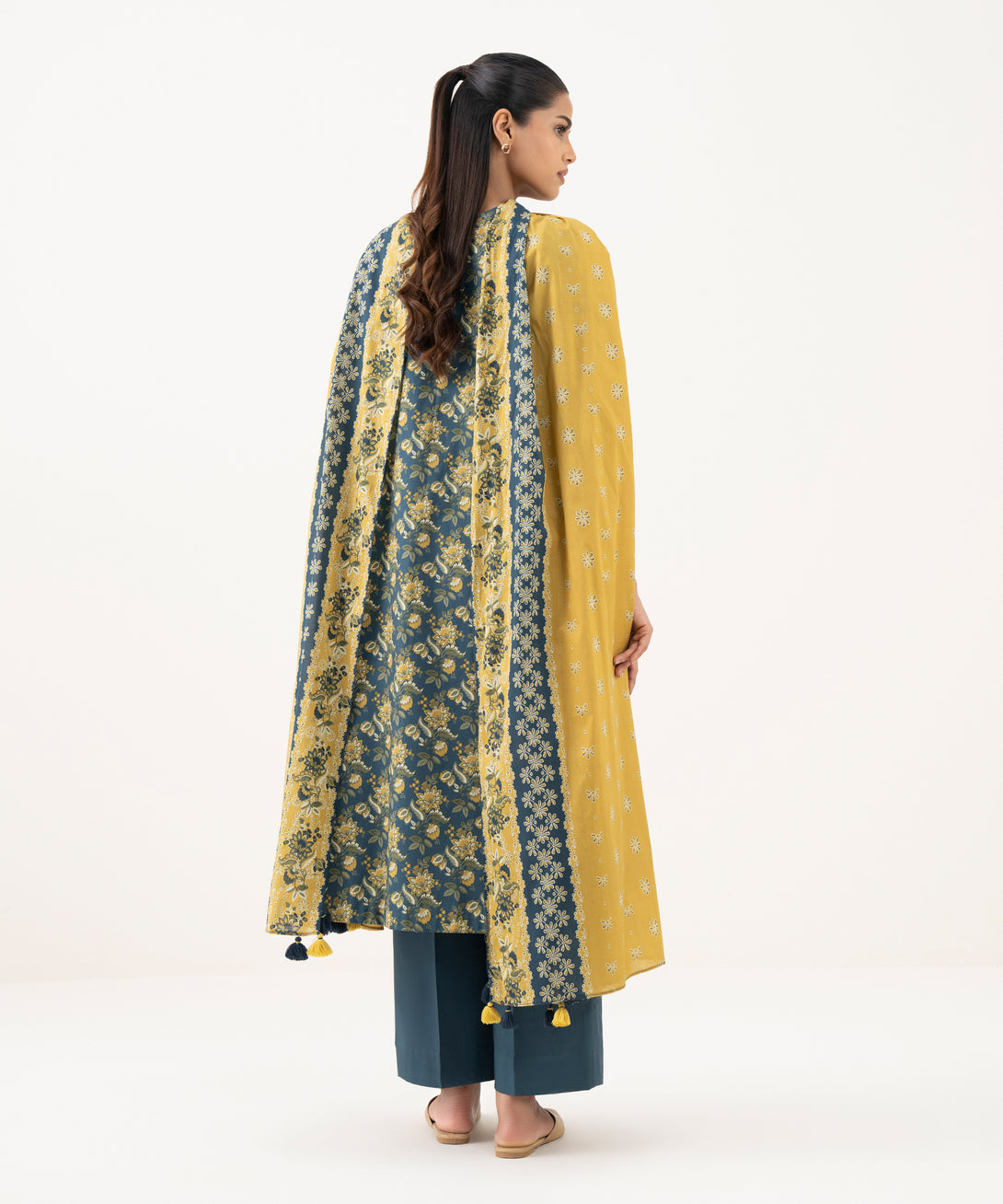 Women's Unstitched Cotton Printed Multi Three Piece Suit