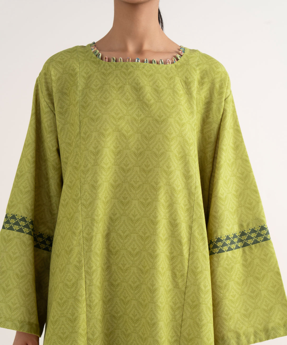 Women's Unstitched Light Khaddar Printed Green Three Piece Suit