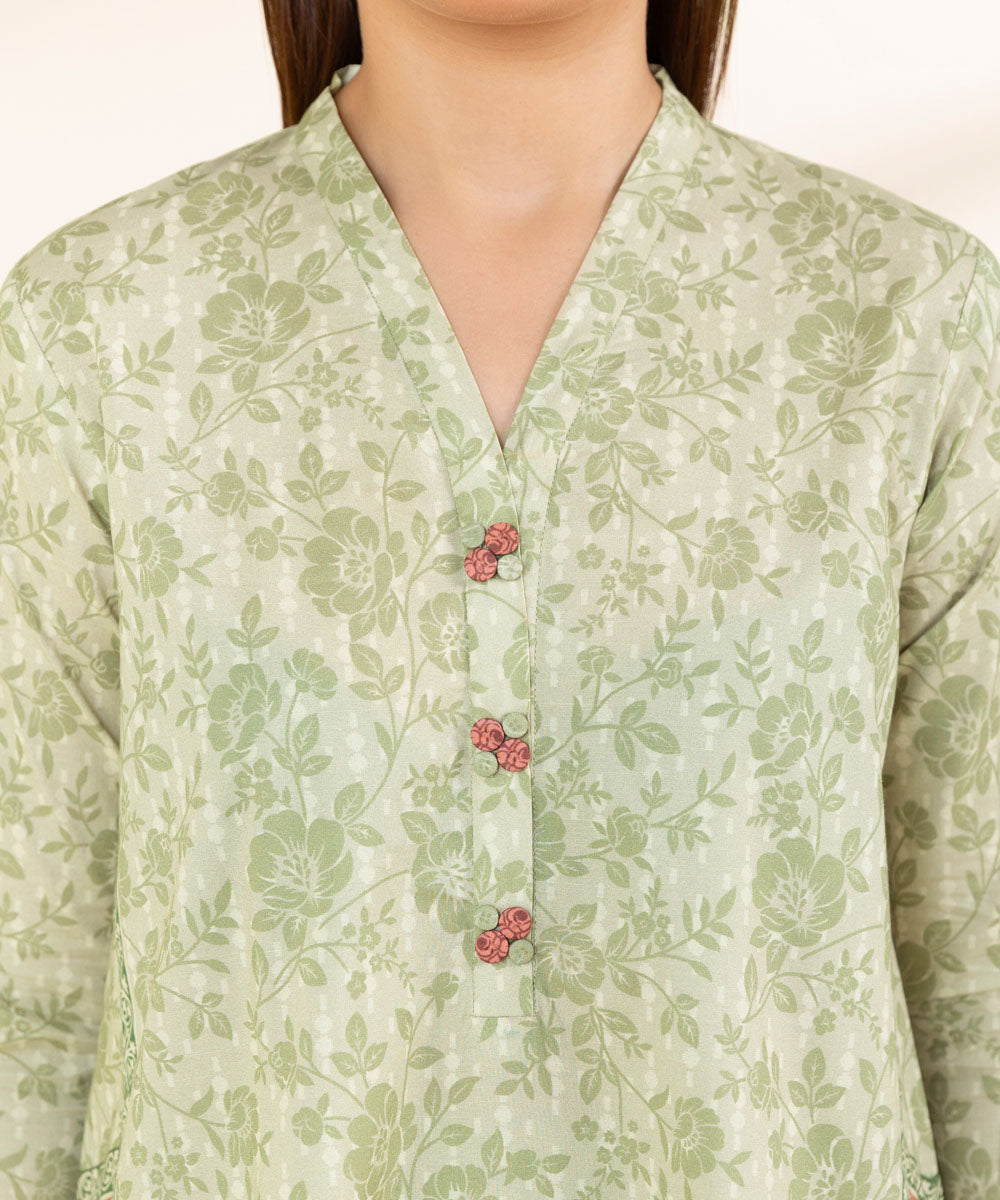 Women's Unstitched Green Lawn 3 Piece Suit 