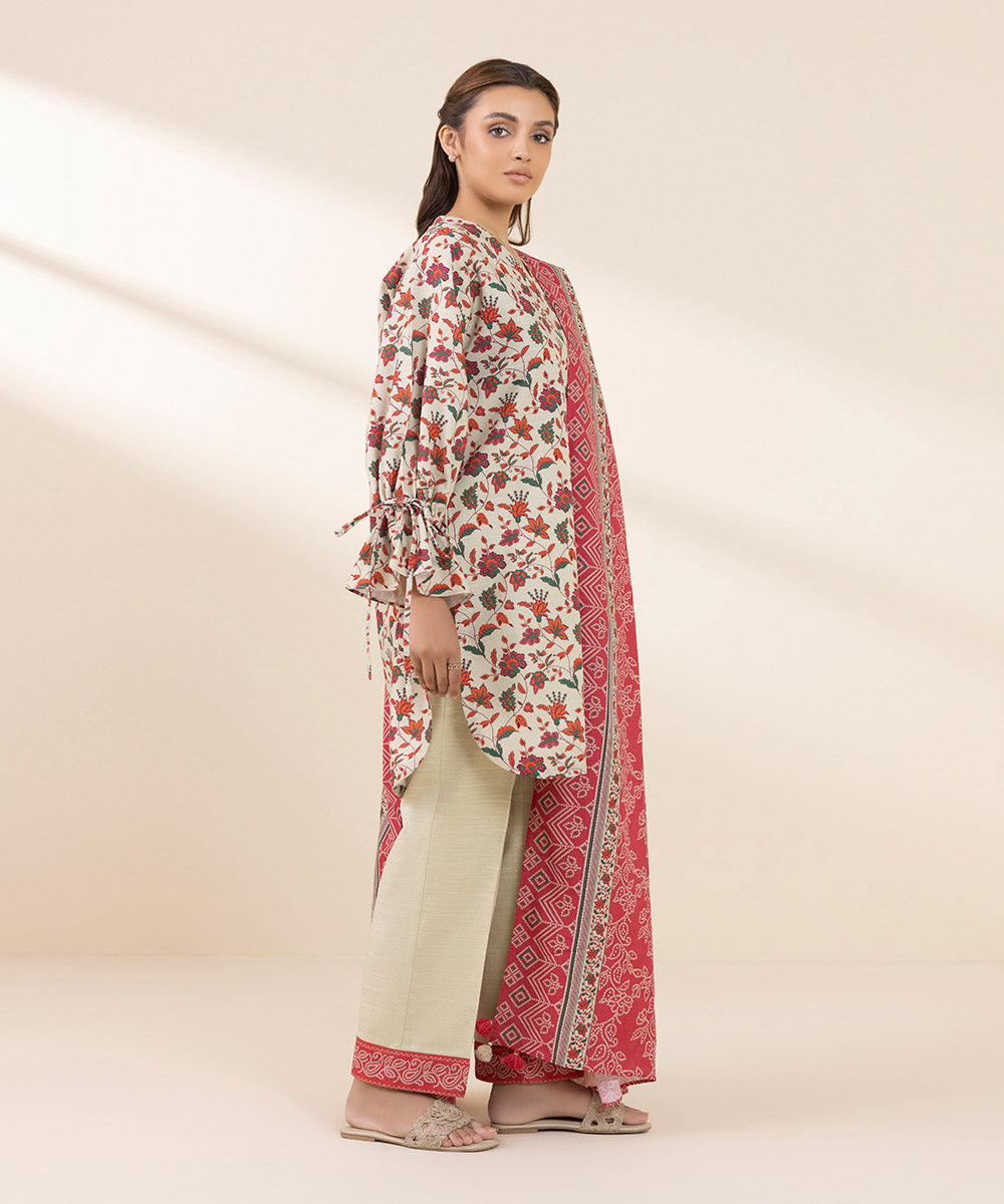 Women's Unstitched Khaddar Printed Multi 3 Piece Suit