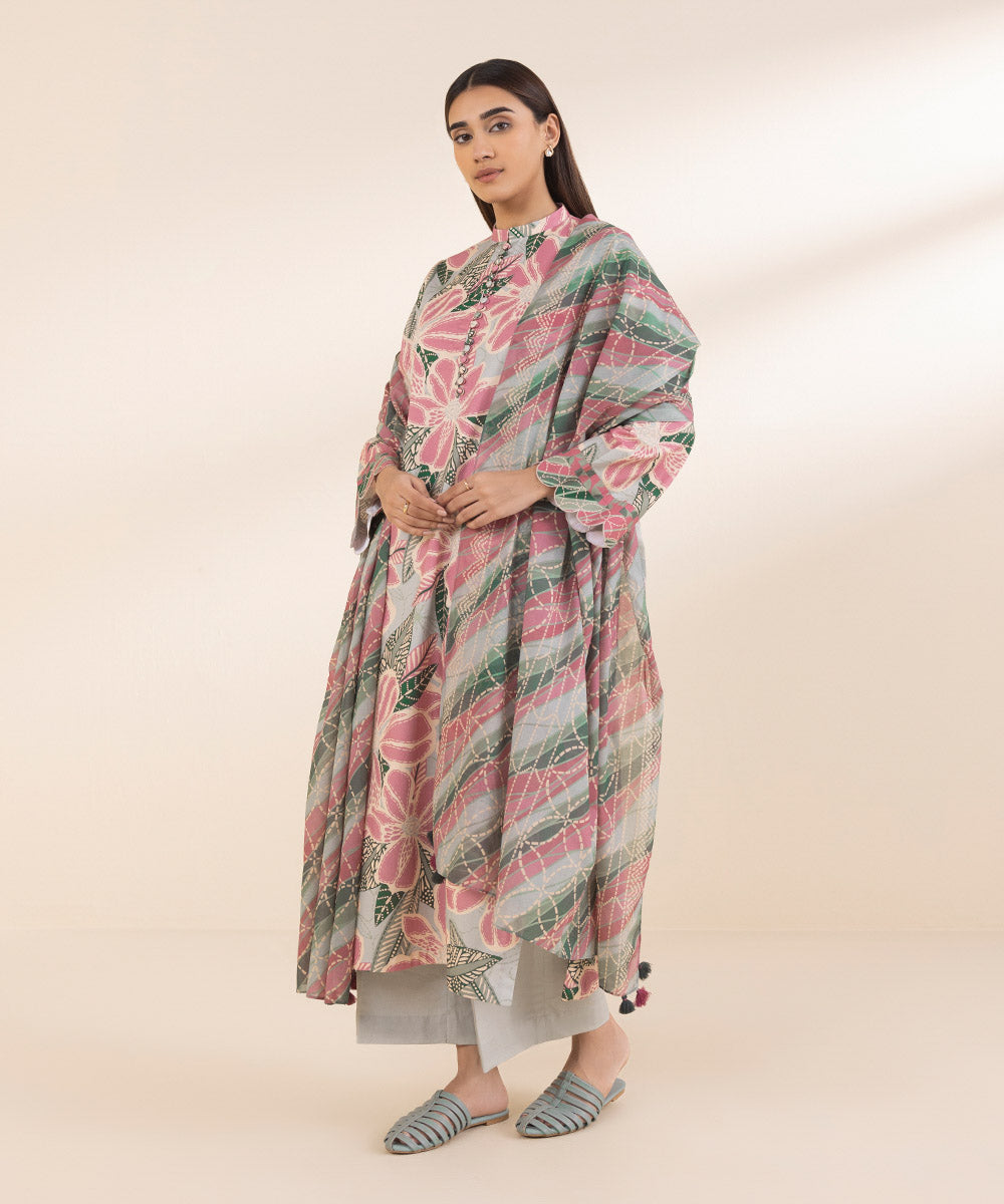 3 Piece - Printed Cotton Suit