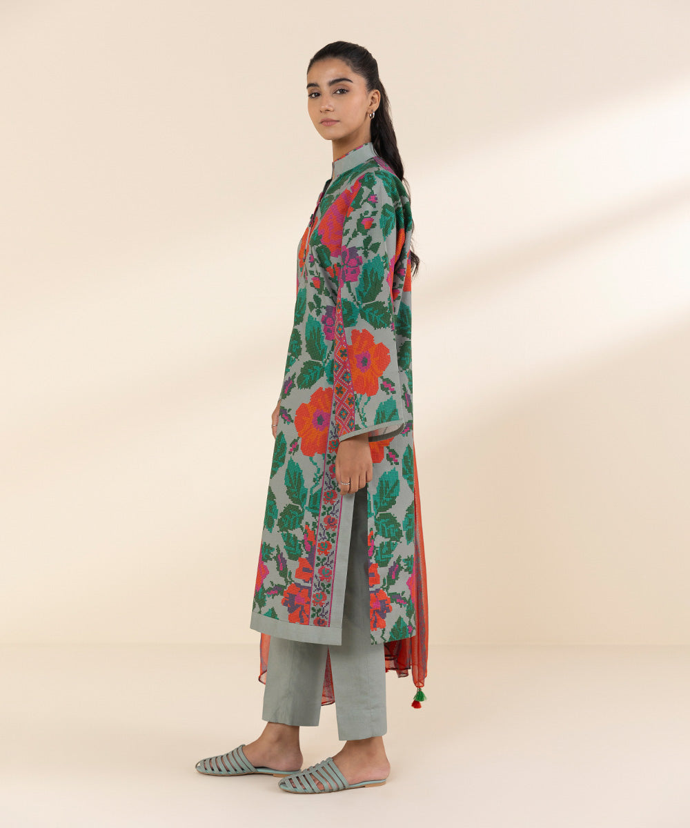 Women's Unstitched Lawn Printed Multi 3 Piece Suit