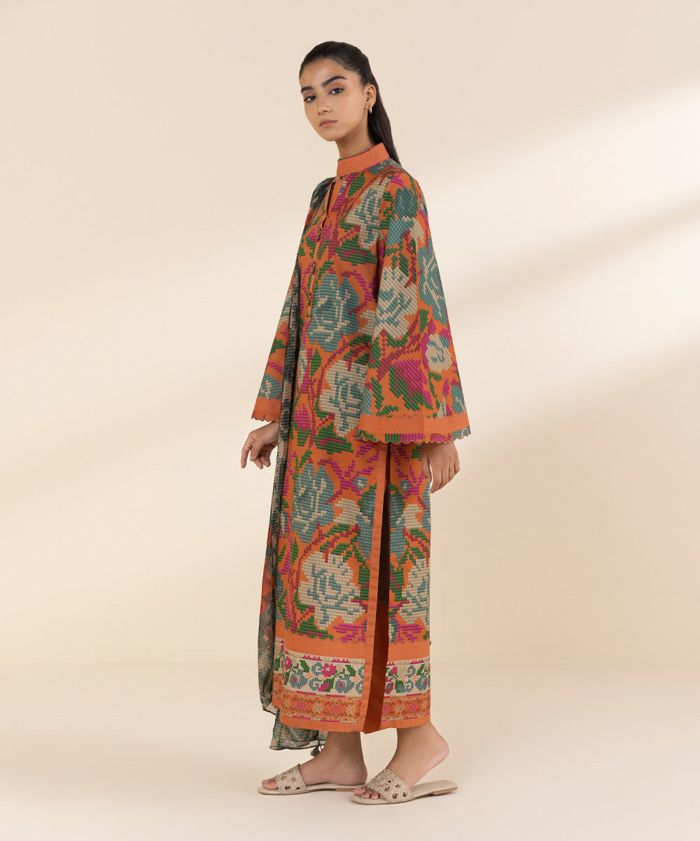 Women's Unstitched Lawn Printed Multi 3 Piece Suit