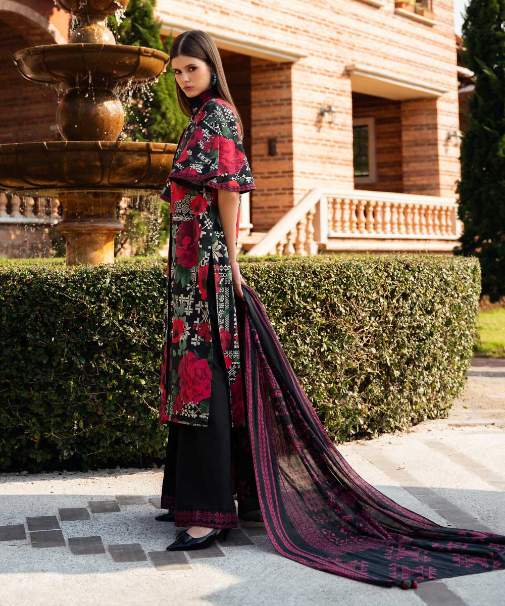 Women's Unstitched Lawn Printed Multi 3 Piece Suit