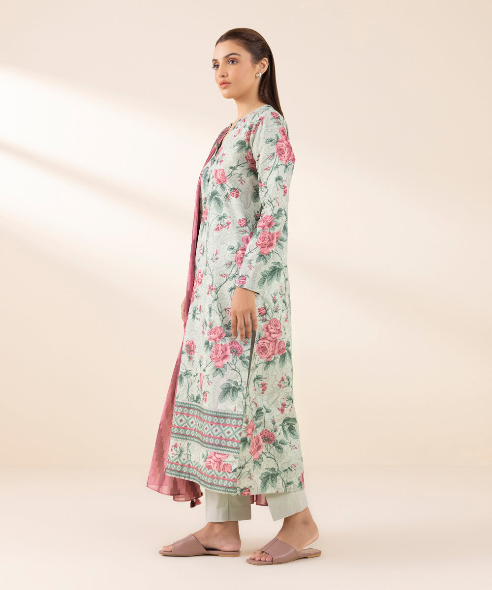 Women's Unstitched Lawn Printed Multi 3 Piece Suit