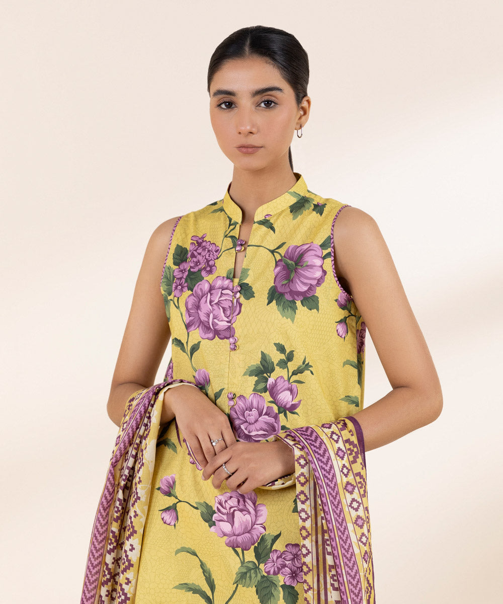 Women's Unstitched Lawn Printed Multi 3 Piece Suit