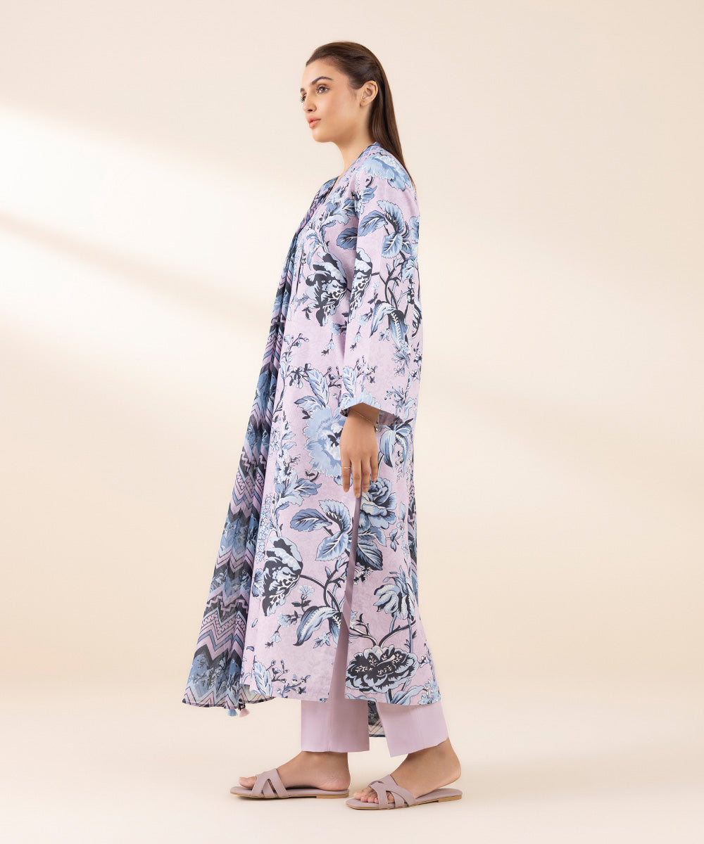 Unstitched Women's Pink Lawn Printed 3 Piece Suit 