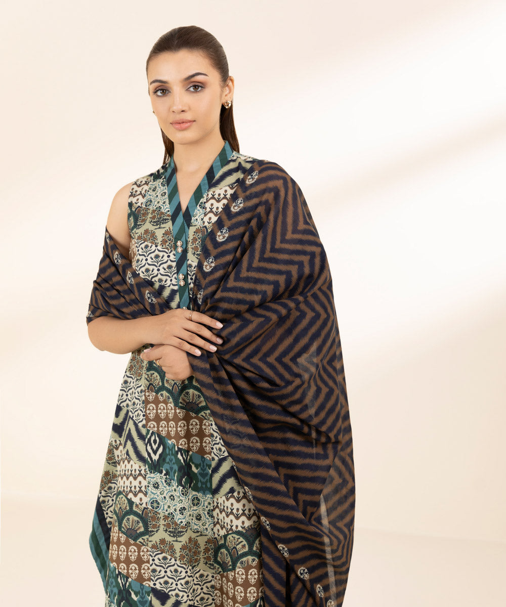 Unstitched Women's Printed Lawn Multi Three Piece Suit 