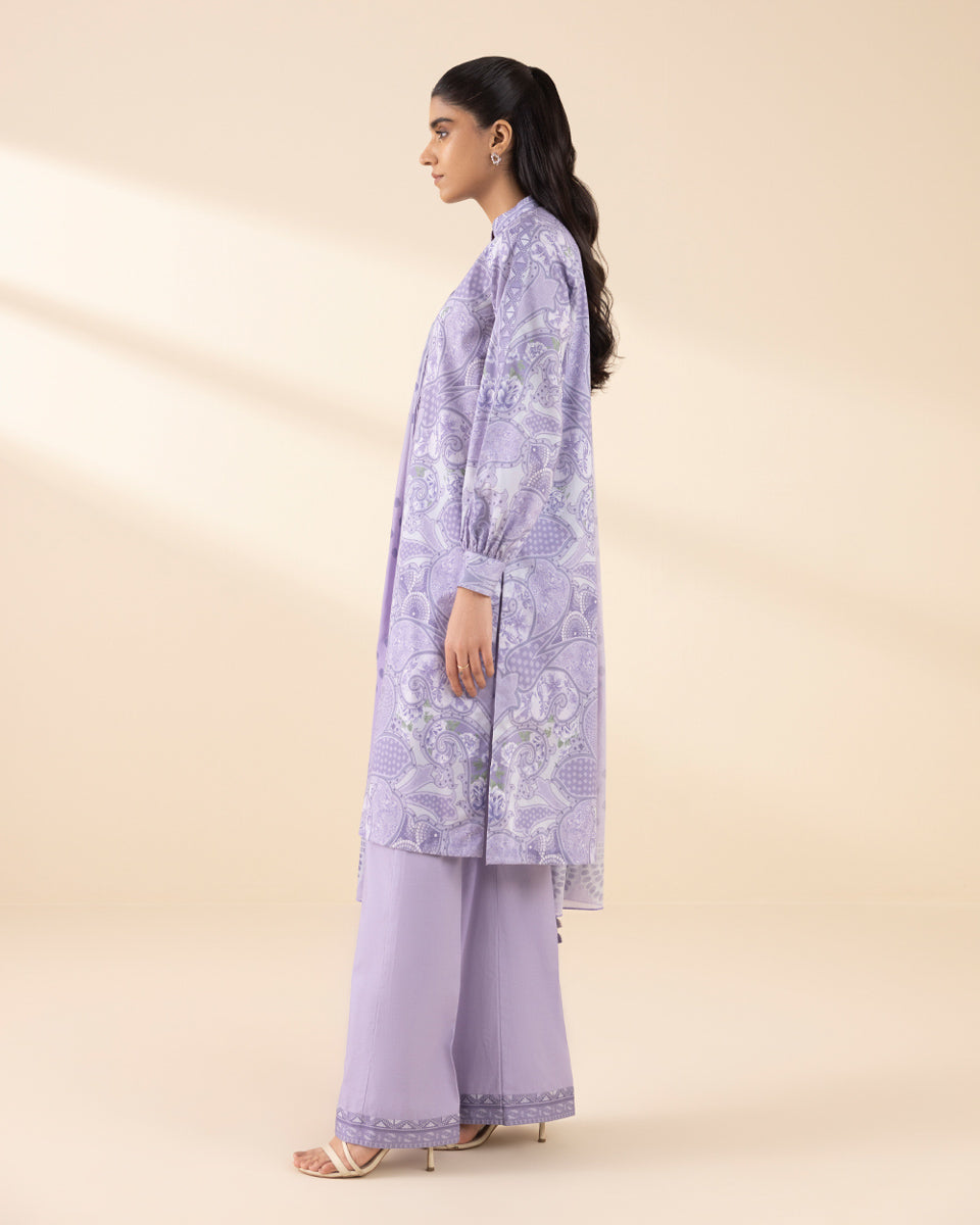 Unstitched Women's Purple Lawn 3 Piece Suit