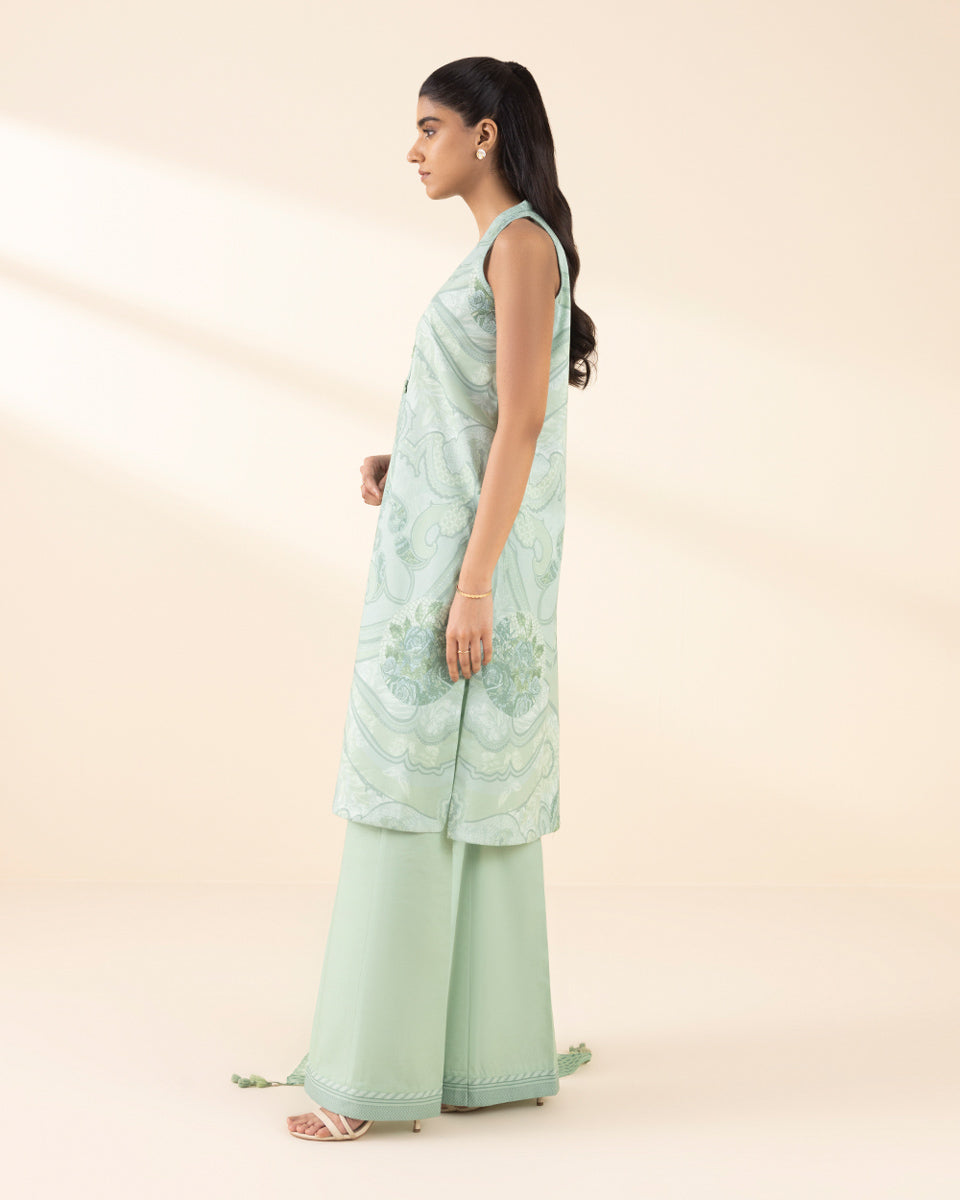 Unstitched Women's Green Lawn 3 Piece Suit