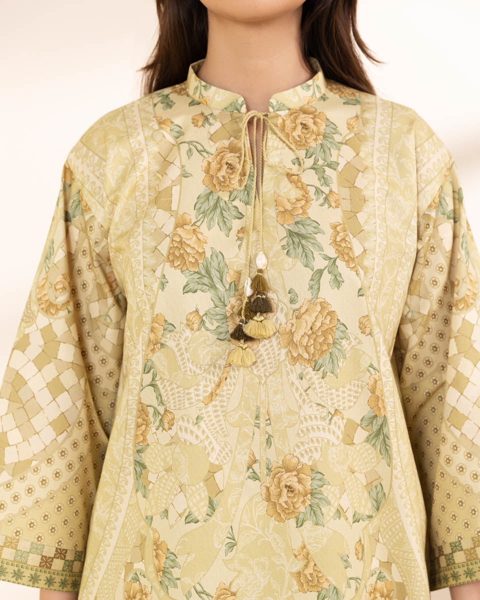 Unstitched Women's Yellow Lawn 3 Piece Suit