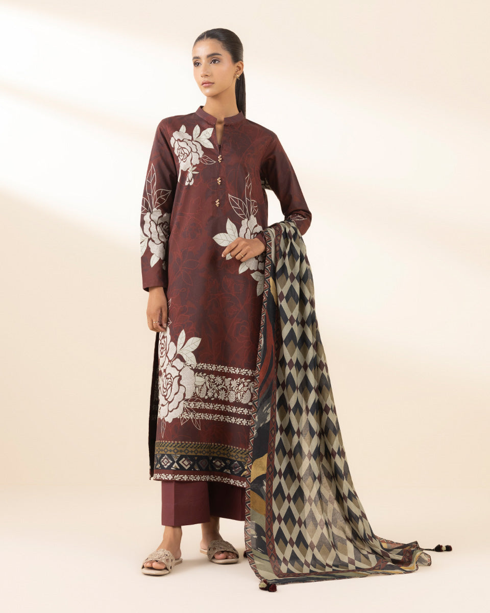 Unstitched Women's Red Lawn 3 Piece Suit