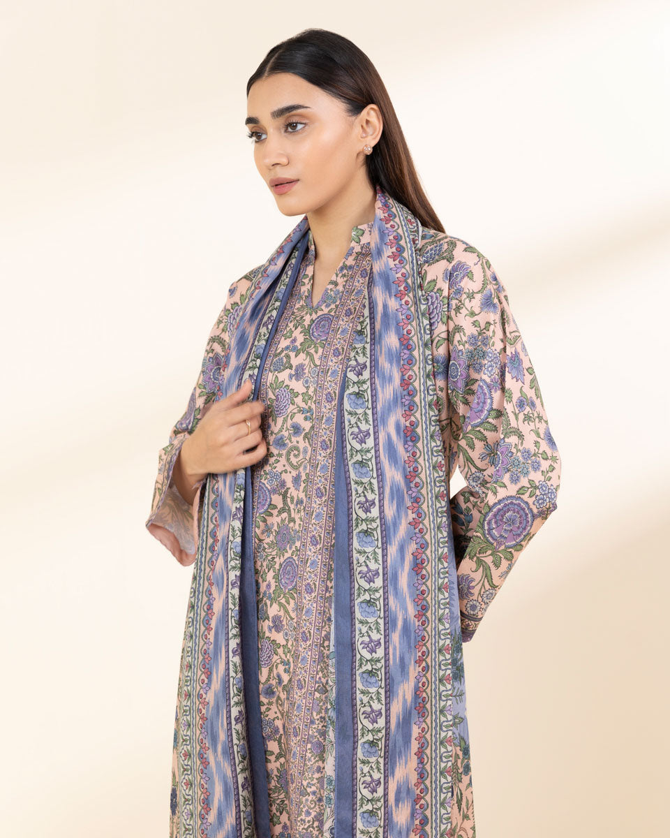 Unstitched Women's Pink Lawn 3 Piece Suit