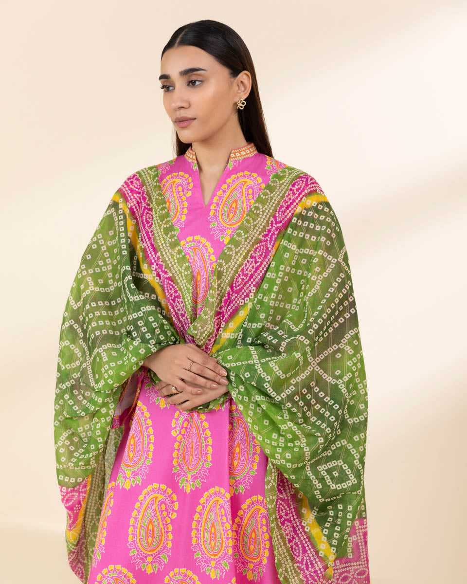 Unstitched Women's Pink Lawn 3 Piece Suit