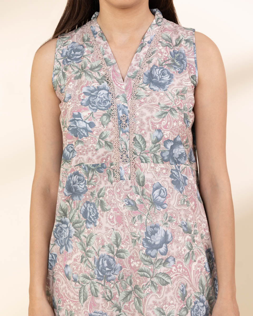 Unstitched Women's Pink Lawn 3 Piece Suit