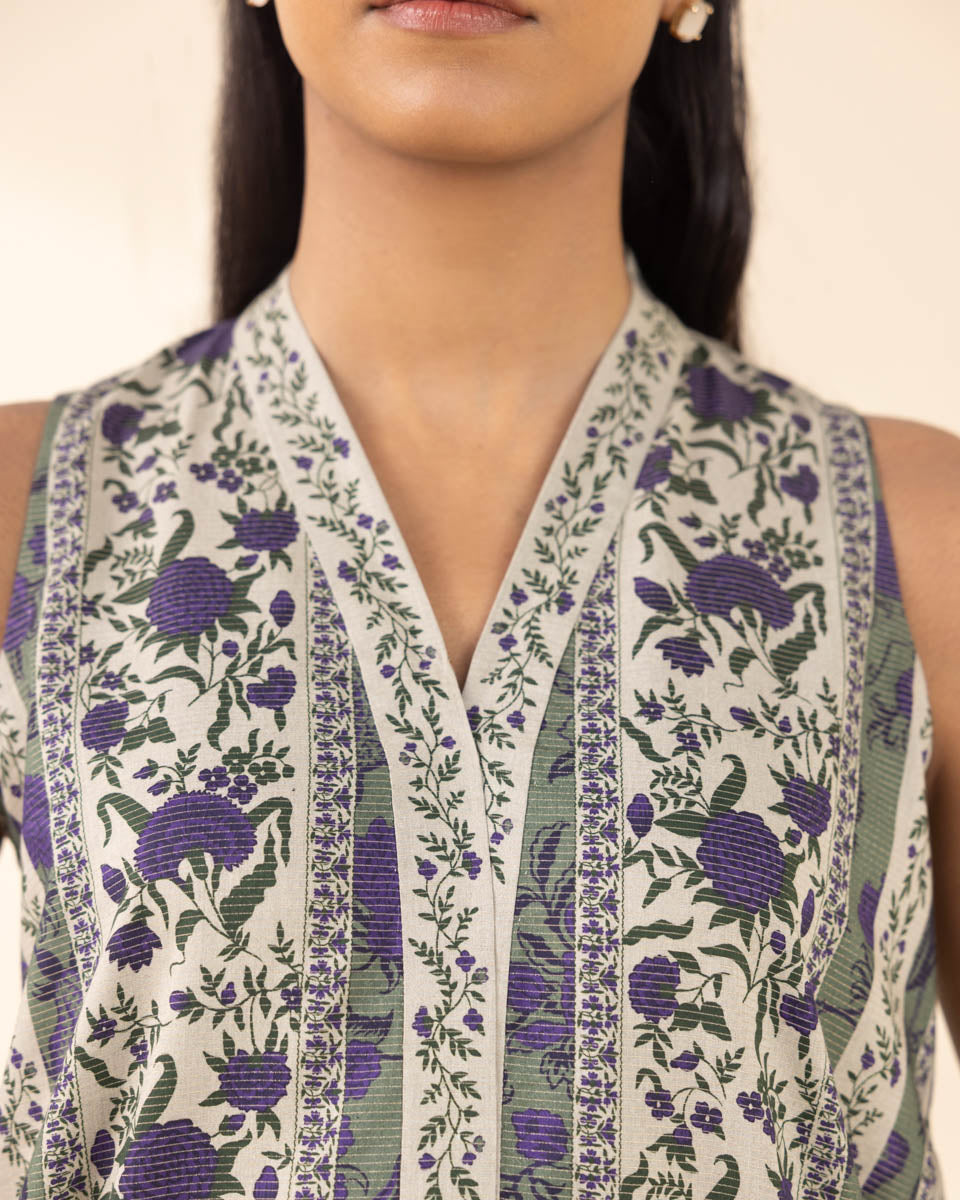 Unstitched Women's Off White Lawn Printed 3 Piece Suit 