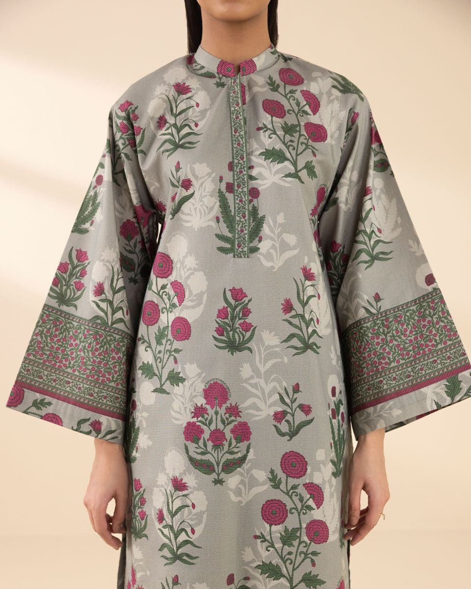 Unstitched Women's Green Lawn Printed 3 Piece Suit 