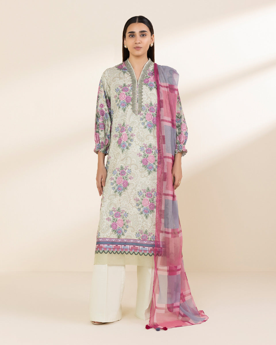 Unstitched Women's Multi Lawn 3 Piece Suit